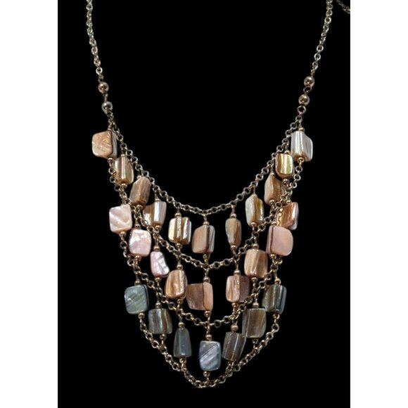 Mermaidcore Pastel Rainbow Ombre Shell Bib Necklace - Picture 1 of 6